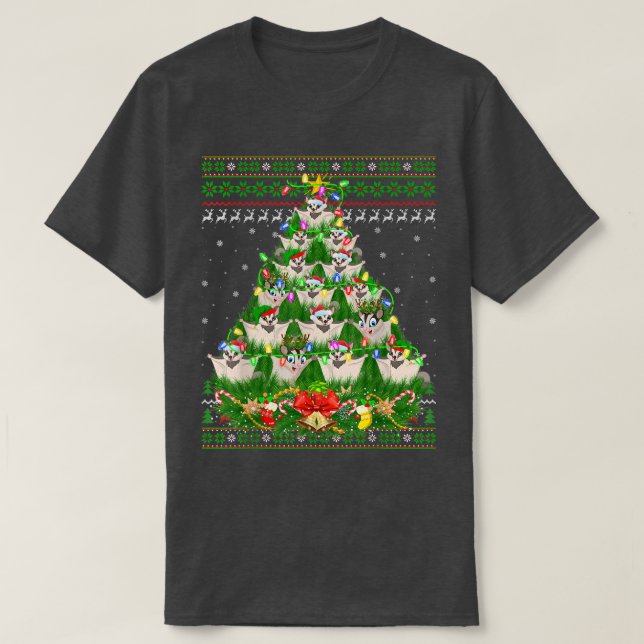 Sugar Glider Xmas Lighting Tree Sugar Glider Ugly  T-Shirt (Design Front)