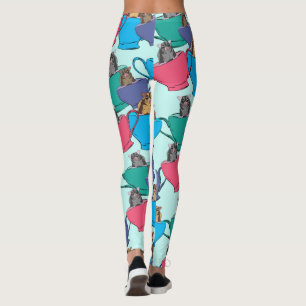 Sugar Gliders in Tea Cups Colourful Patterned Leggings