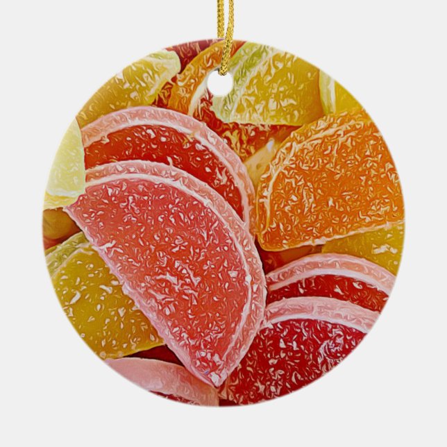 Sugar Jelly Candies Realistic Food Christmas Ceramic Ornament (Front)