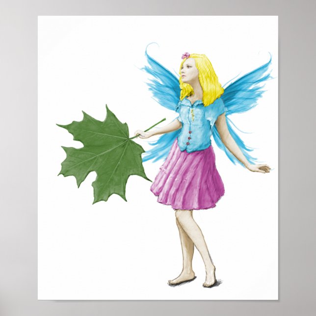 Sugar Maple Tree Fairy Holding Leaf Poster (Front)