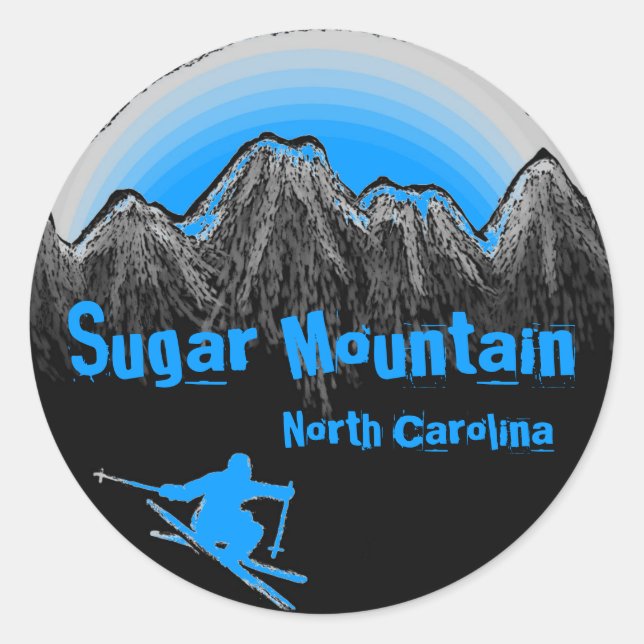 Sugar Mountain North Carolina blue ski stickers (Front)