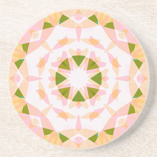 Sugar Pink Spring Green Star Dopamine Decor Art Coaster (Front)