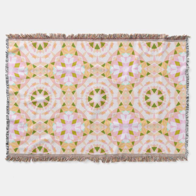 Sugar Pink Spring Green Star Dopamine Decor Art Throw Blanket (Front)