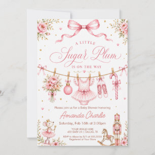 Sugar Plum Ballerina Girl Baby Shower Invitation