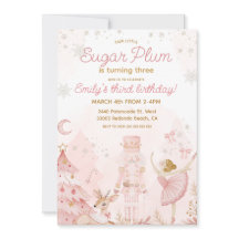 Sugar Plum Birthday Invitation, Pink Nutcracker