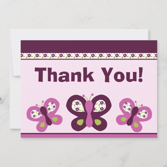 Sugar Plum Butterflies #2 Thank You Card (Front)