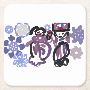 Sugar plum dance square paper coaster
