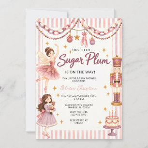 Sugar Plum Dusty Rose Nutcracker Baby Shower Invitation
