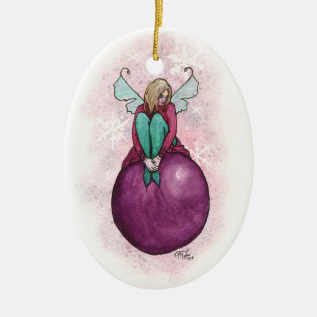 Sugar Plum Faery by Mary Layton Ceramic Ornament (Front)