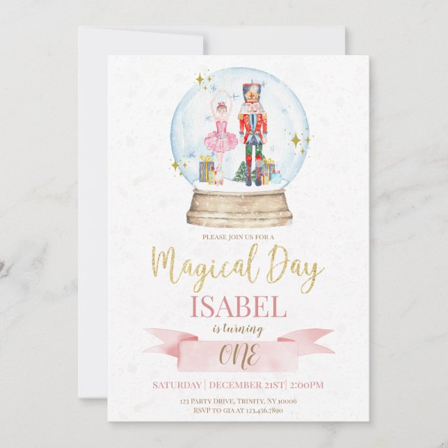 Sugar Plum Fairy and Nutcracker Magical Birthday Invitation (Front)