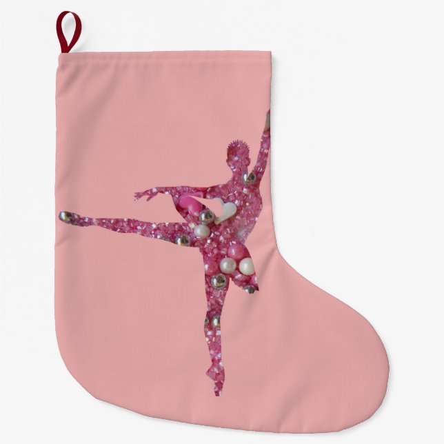 Sugar Plum Fairy Ballerina Large Christmas Stocking (Front)
