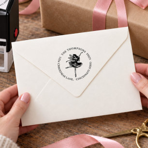 Sugar Plum Fairy Christmas Return Address Self-inking Stamp