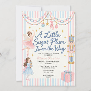 Sugar Plum Pink Blue Nutcracker Baby Shower Invitation