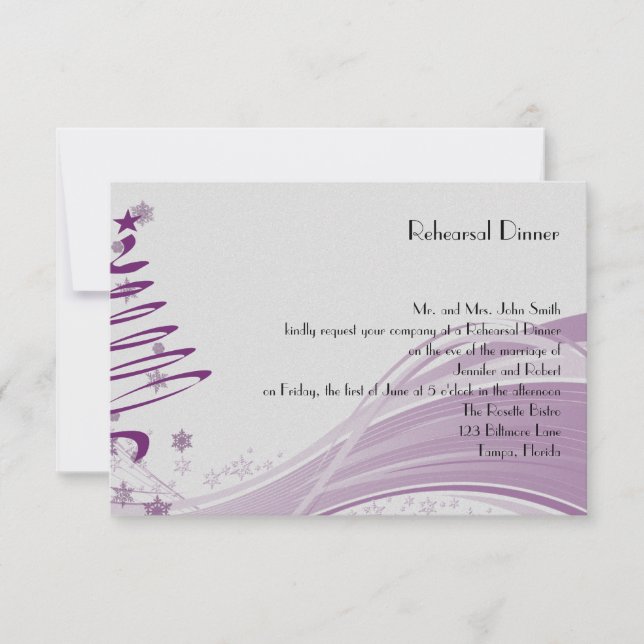 Sugar Plum Tree Snowflake Wedding Rehearsal Dinner Invitation (Front)