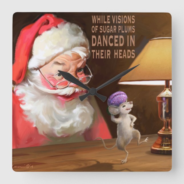 Sugar Plums Square Wall Clock (Front)