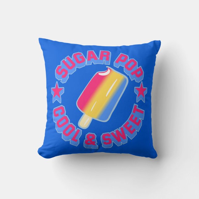 Sugar Pop Cartoon Ice Cream Reversible Cushion (Front)