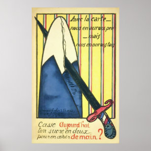 Sugar Rationing ~ Vintage French World War 1. Poster