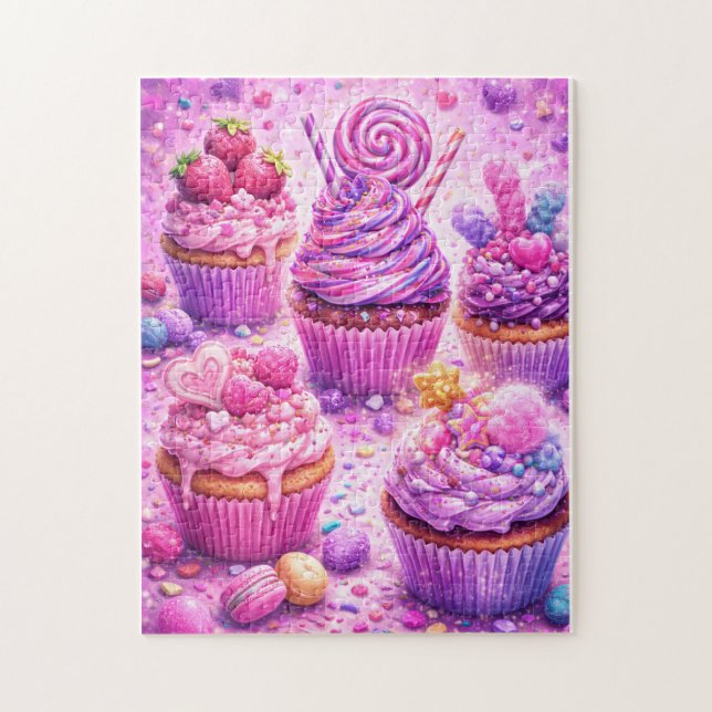 Sugar Rush Dreams: Candy Cupcake Delight Jigsaw Puzzle (Vertical)