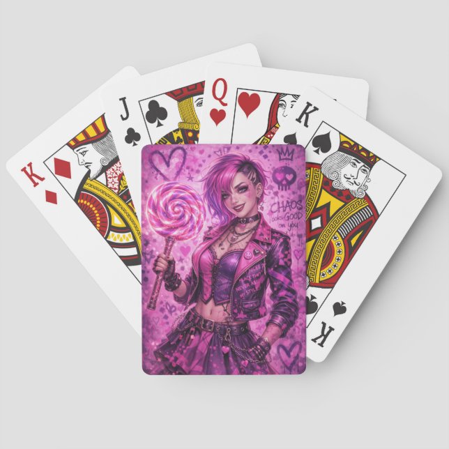 Sugar Rush Rebel: Neon Candy Chaos Playing Cards (Back)