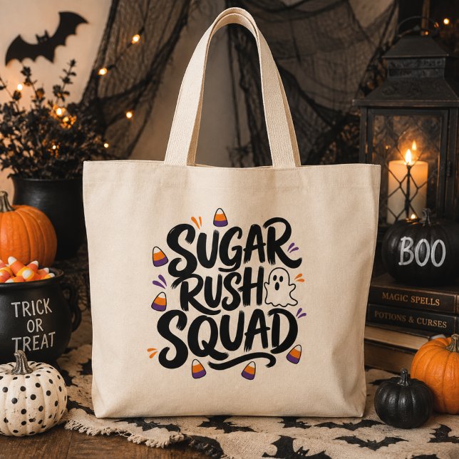 Sugar Rush Squad Halloween Candy Corn Large Tote Bag (Creator Uploaded)