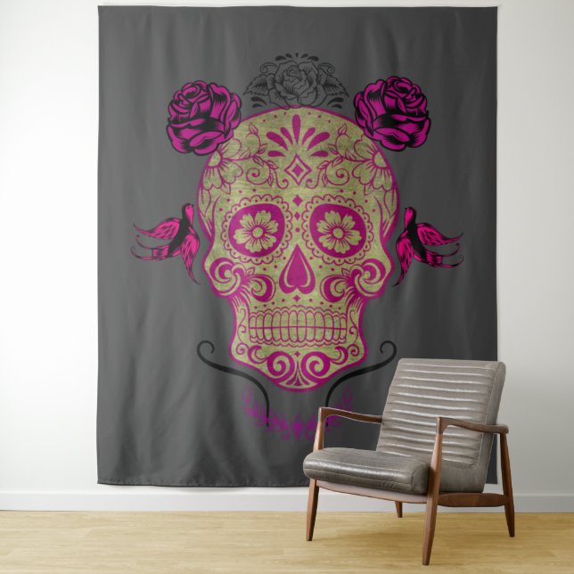 Sugar Skull 1.0 Tapestry (In Situ)