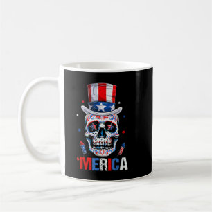 Sugar Skull 4th of July Patriotic American Indepen Coffee Mug