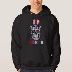 Sugar Skull 4th of July Patriotic American Indepen Hoodie