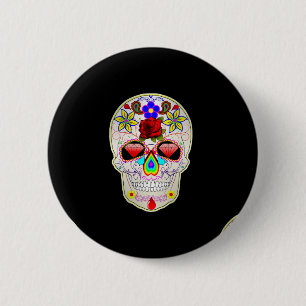 sugar skull 6 cm round badge