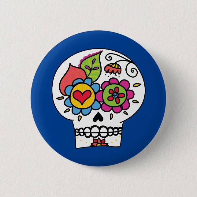 Sugar Skull, 6 Cm Round Badge (Front)