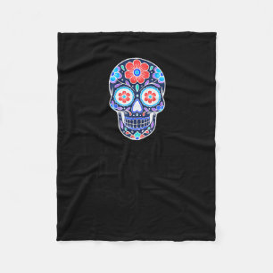 Sugar Skull And Bats Logo Black Text Premium  Fleece Blanket