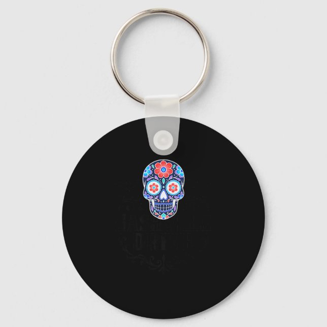 Sugar Skull And Bats Logo Black Text Premium  Key Ring (Front)