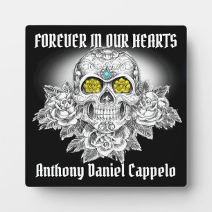Sugar Skull and Roses Memorial Plaque
