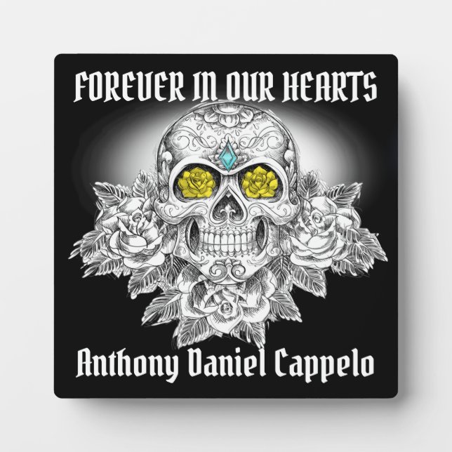 Sugar Skull and Roses Memorial Plaque (Front)