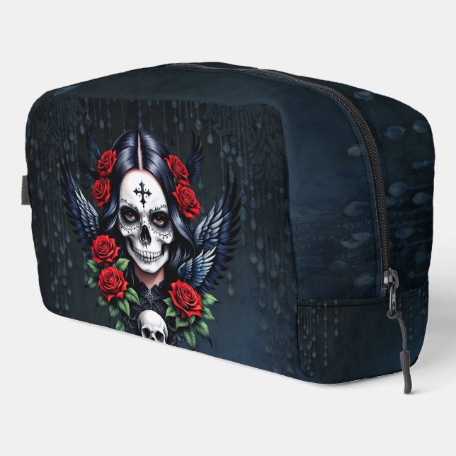 Sugar Skull Angel with Roses.  Dopp Kit (Right Corner)