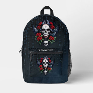 Sugar Skull Angel with Roses.  Printed Backpack