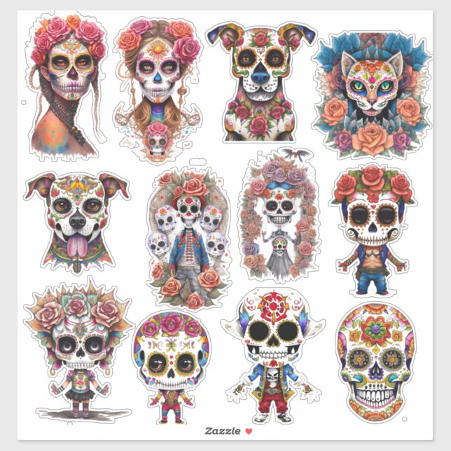 Sugar Skull Art 12 Piece Watercolor Pack  (Sheet)