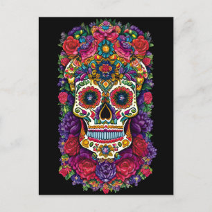 Sugar Skull Art - A Colourful Tribute Postcard