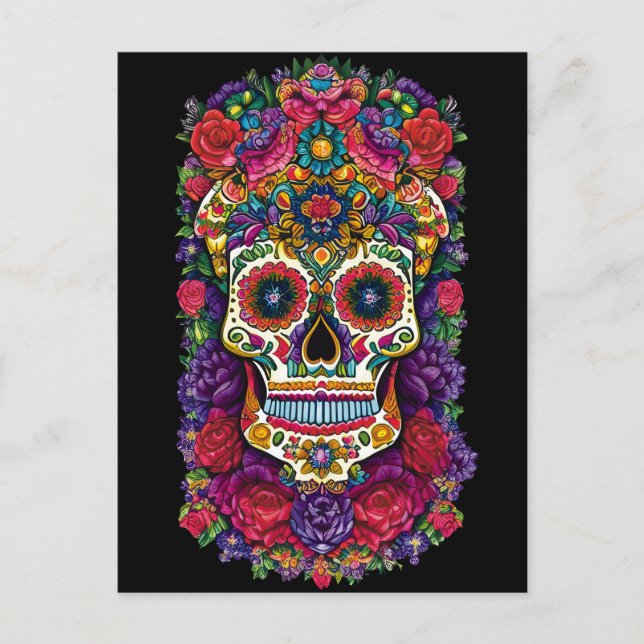 Sugar Skull Art - A Colourful Tribute Postcard (Front)