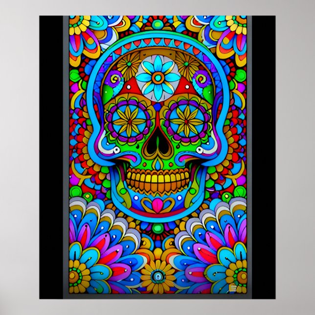 Sugar Skull Art -  A Spectrum of Spirits Poster (Front)
