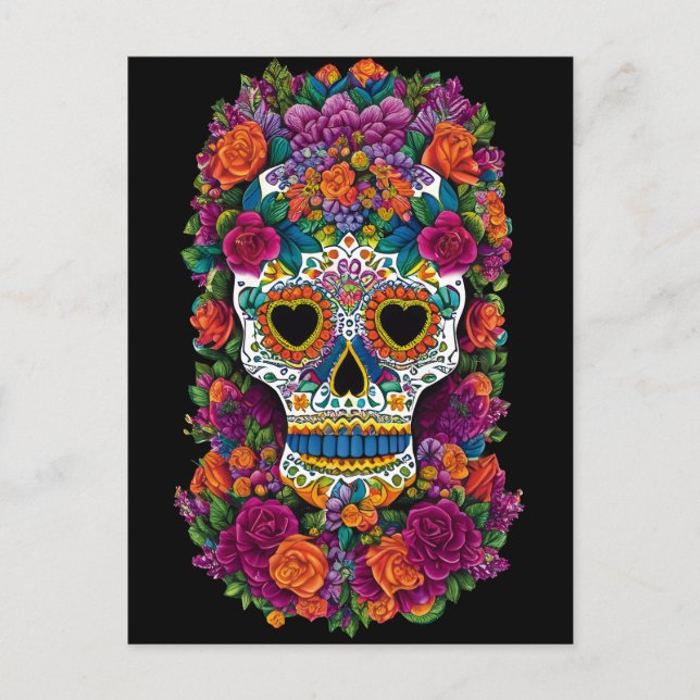 Sugar Skull Art - Burst of Mexican Flair Postcard (Front)