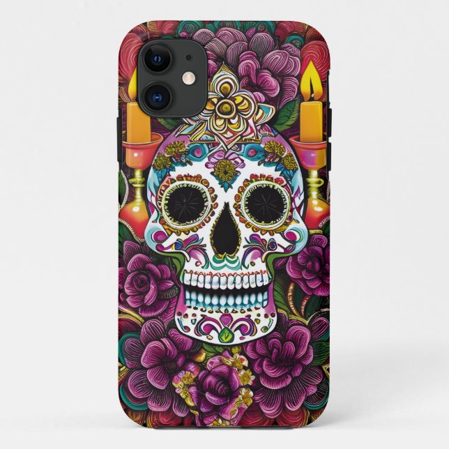 Sugar Skull Art - Candle Lit Altar Case-Mate iPhone Case (Back)