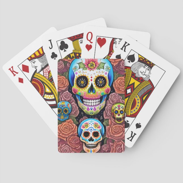 Sugar Skull Art - Celebrate Dia de los Muertos Playing Cards (Back)