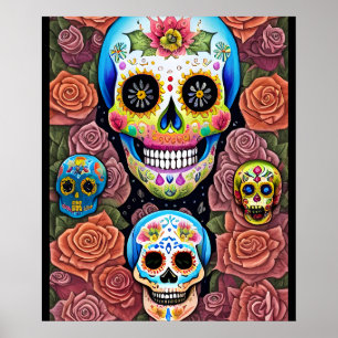 Sugar Skull Art - Celebrate Dia de los Muertos Poster