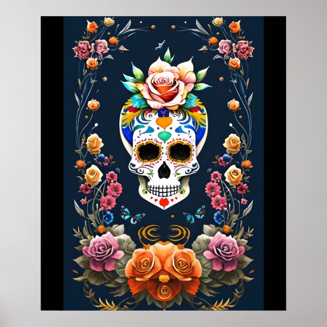 Sugar Skull Art - Celebrate Life Poster (Front)