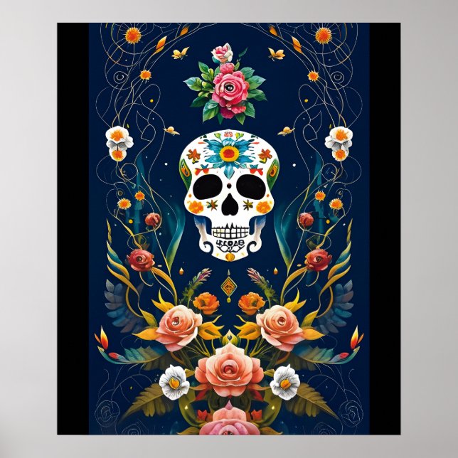 Sugar Skull Art -  Celebrate Tradition Poster (Front)