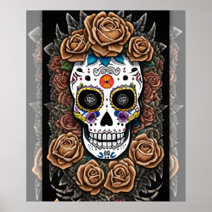 Sugar Skull Art - Celebrate with Vibrant Colours Poster