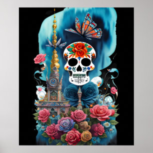 Sugar Skull Art - Colorful Altar Poster