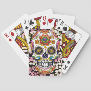 Sugar Skull Art - Colourful Day of the Dead Playing Cards