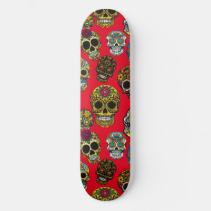 Sugar Skull Art Colourful Pattern Skateboard