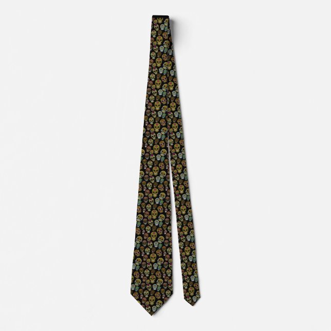 Sugar Skull Art Colourful Pattern Tie (Front)